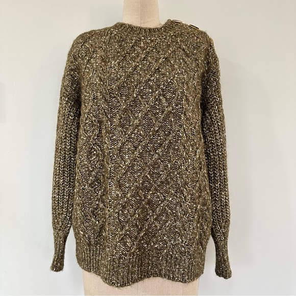 Sezane James Jumper Olive Chiné - Size S - Picture 8 of 16